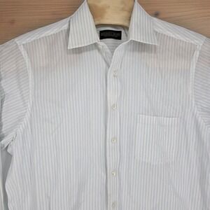 Donald J. Trump Signature Collection Shirt Mens 16.5 34/35 White Striped